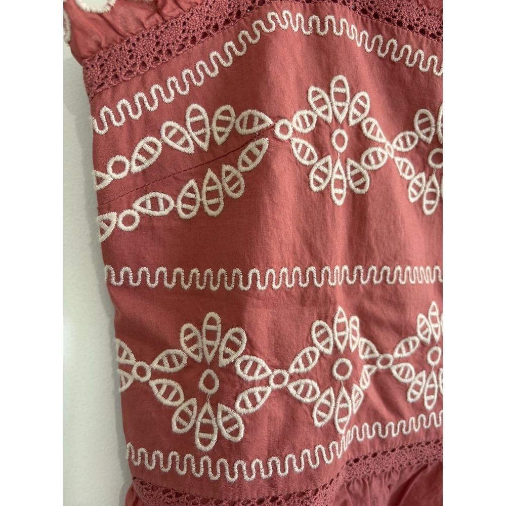 American Eagle Eyelet Crop Top Medium Sweet Coral Rust Embroidered Boho NEW Tank - Picture 3 of 10
